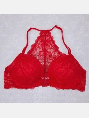 PINK Victoria's Secret Date Racerback Red Lace Push-Up Bra 32C